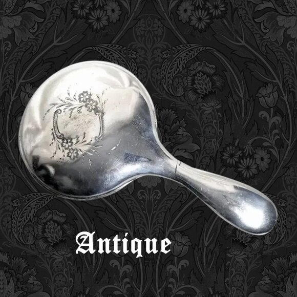 Antique Art Nouveau Hand Mirror, Warranted Quadruple Plated Silver - Picture 1 of 15